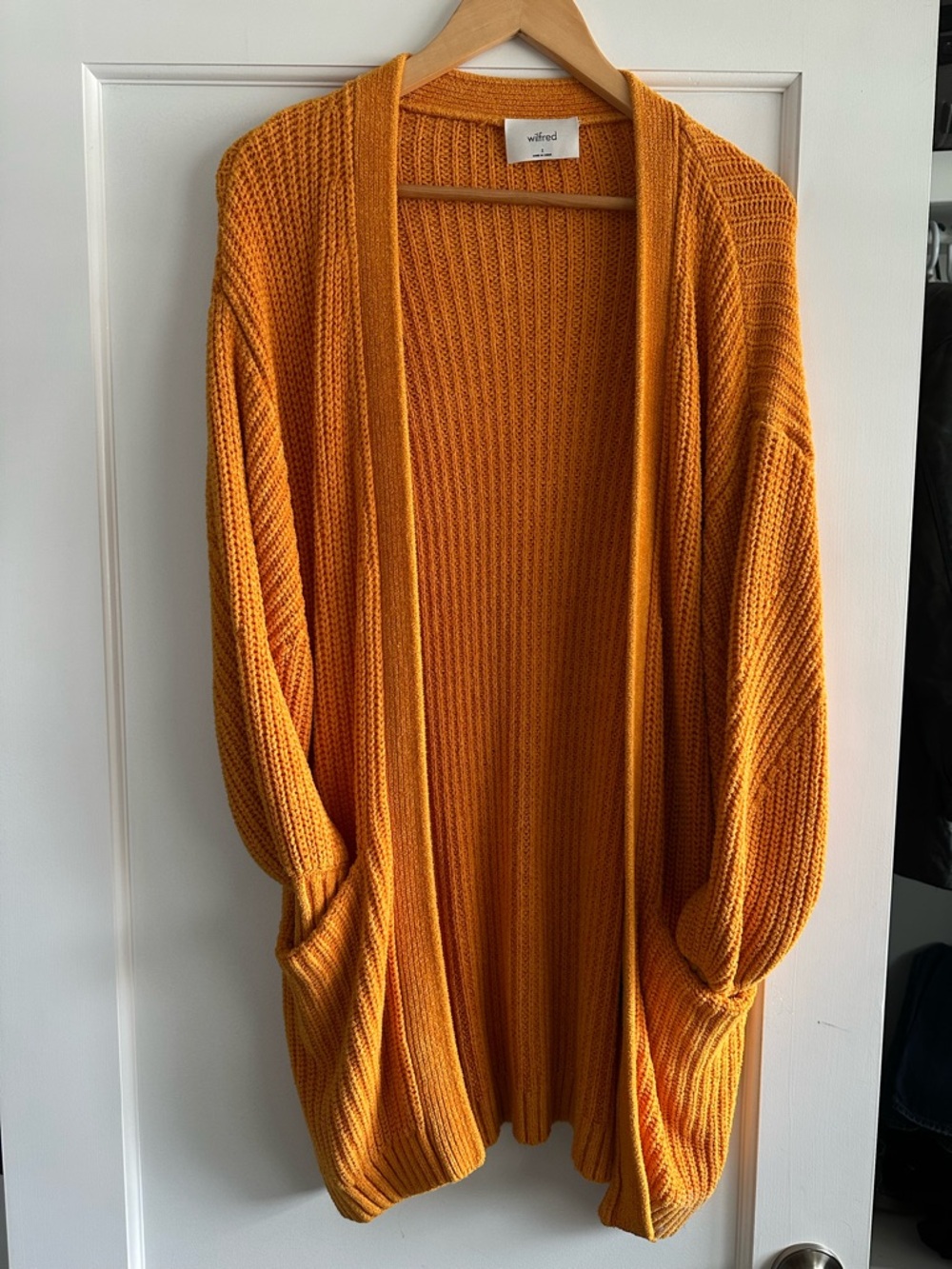 Wilfred Open-Front Ribbed Cardigan - Mustard Orange